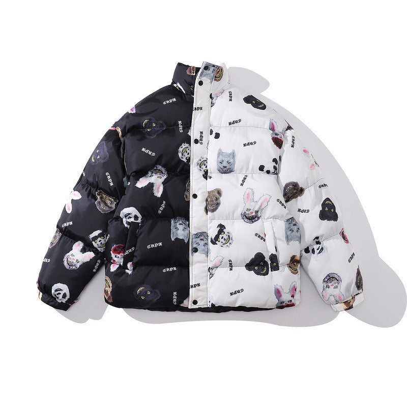 Color-blocking Thick Bread Clothes Loose Cotton-padded Jackets For Men And Women - Bellarte Enchanté Color-blocking Thick Bread Clothes Loose Cotton-padded Jackets For Men And Women